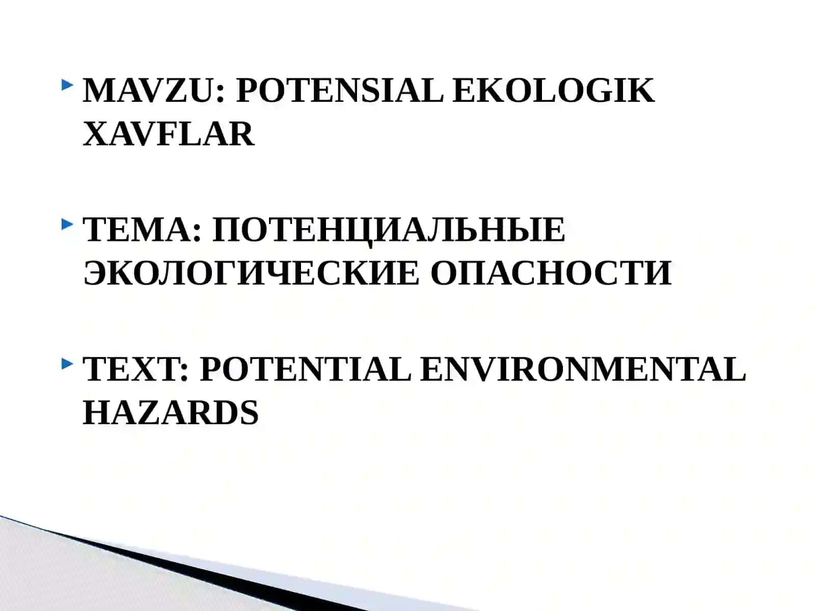 POTENSIAL EKOLOGIK XAVFLAR 2