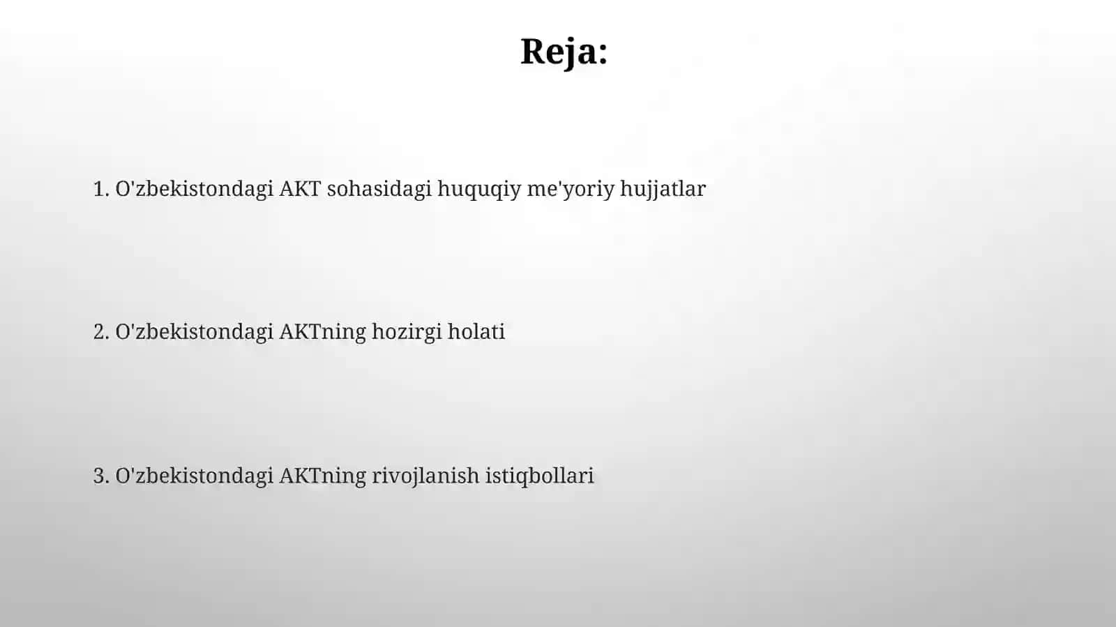 O'zbekistondagi AKT sohasidagi huquqiy me'yoriy hujjatlar 2