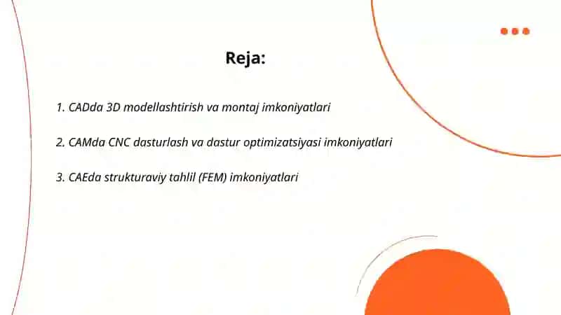 CAD | CAM | CAE tizimlaridan foydalanish imkoniyatlari 2