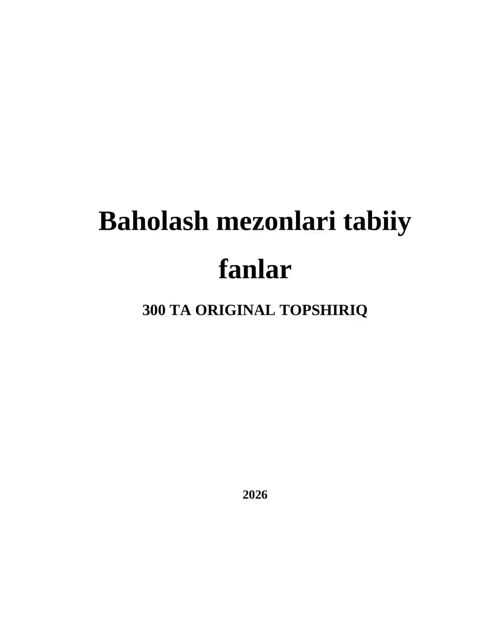 Baholash mezonlari tabiiy fanlar 2