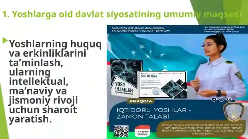 Oʻzbekistonda yoshlarga oid davlat siyosatining asosiy mazmuni 2