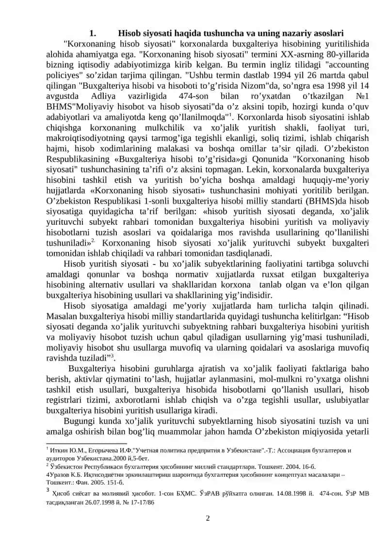 Hisob siyosati uning mohiyati 2