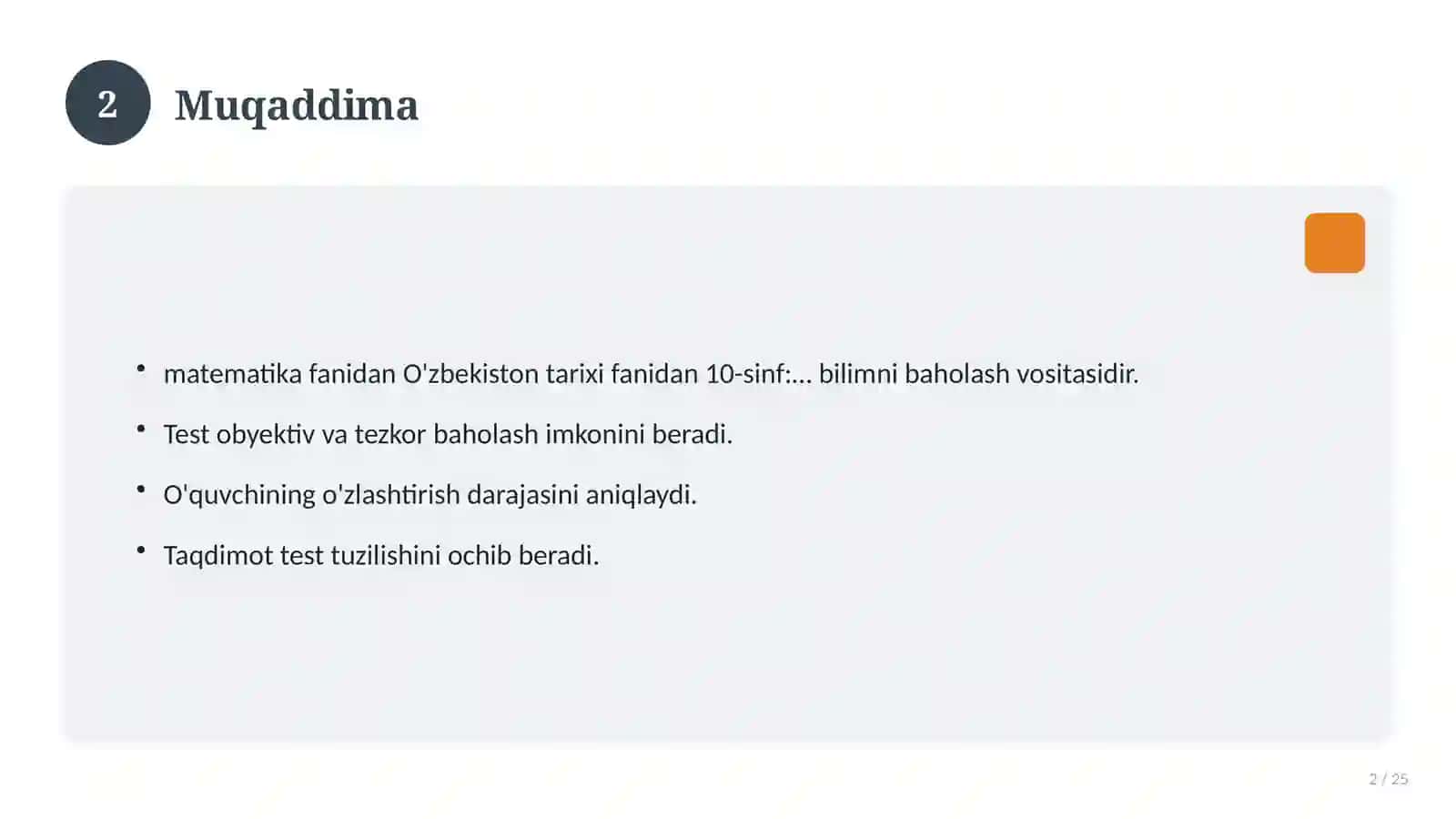 O'zbekiston tarixi fanidan 10-sinf: mavzulashtirilgan nazorat ishi va tahlil 2