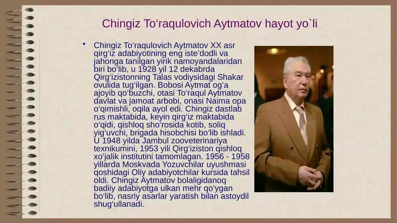 Chingiz Aytmatov hayot yo`li 2