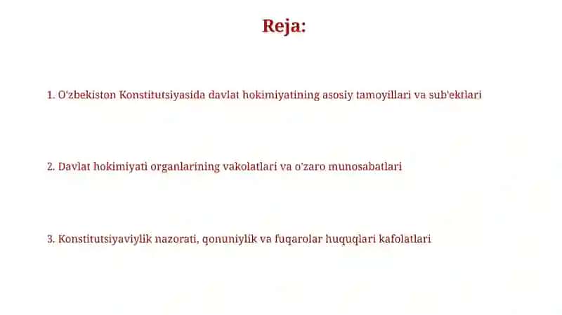 O'zbekiston Konstitutsiyasida davlat hokimiyati 2