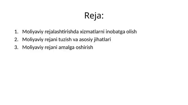 SHAXSIY MOLIYAVIY REJANI ISHLAB CHIQISH 2