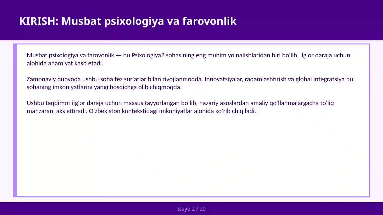 MUSBAT PSIXOLOGIYA VA FAROVONLIK 2