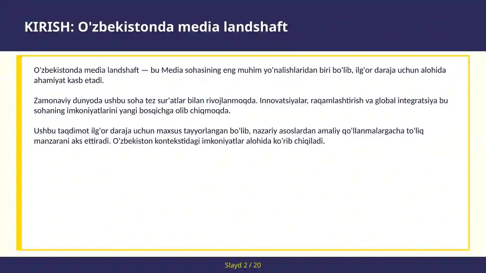 O'ZBEKISTONDA MEDIA LANDSHAFT 2