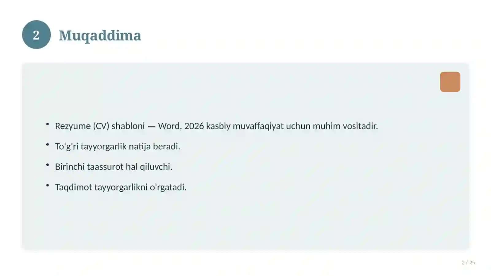 Rezyume (CV) shabloni — Word, 2026 2