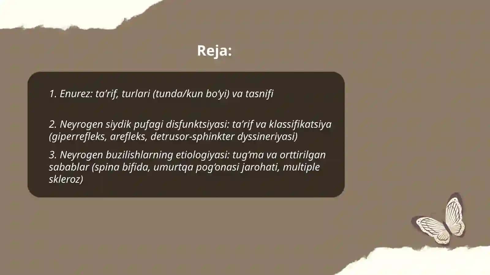 Enurez, siydik chiqarish yo'llarining neyrogen disfunktsiyasi 2