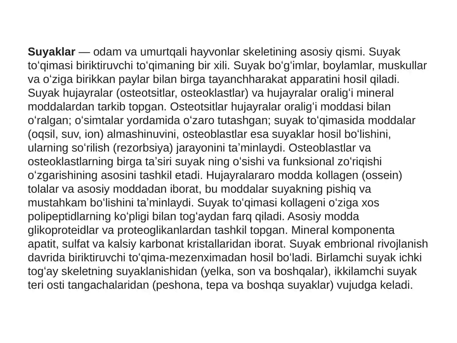 Suyaklarning turlari va vazifasi 2