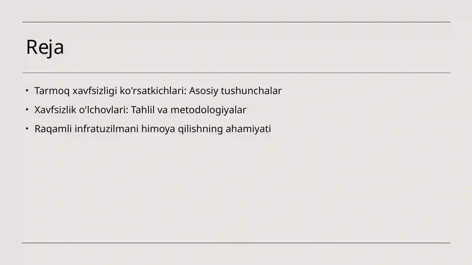 Tarmoq xavfsizligi ko'rsatkichlari 2