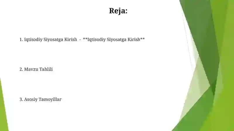 Iqtisodiy Siyosatga Kirish 2