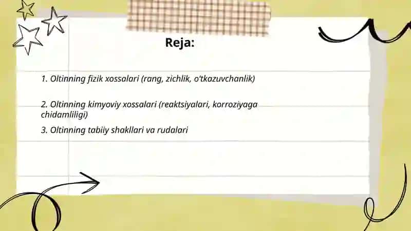 Oltinning fizik xossalari 2
