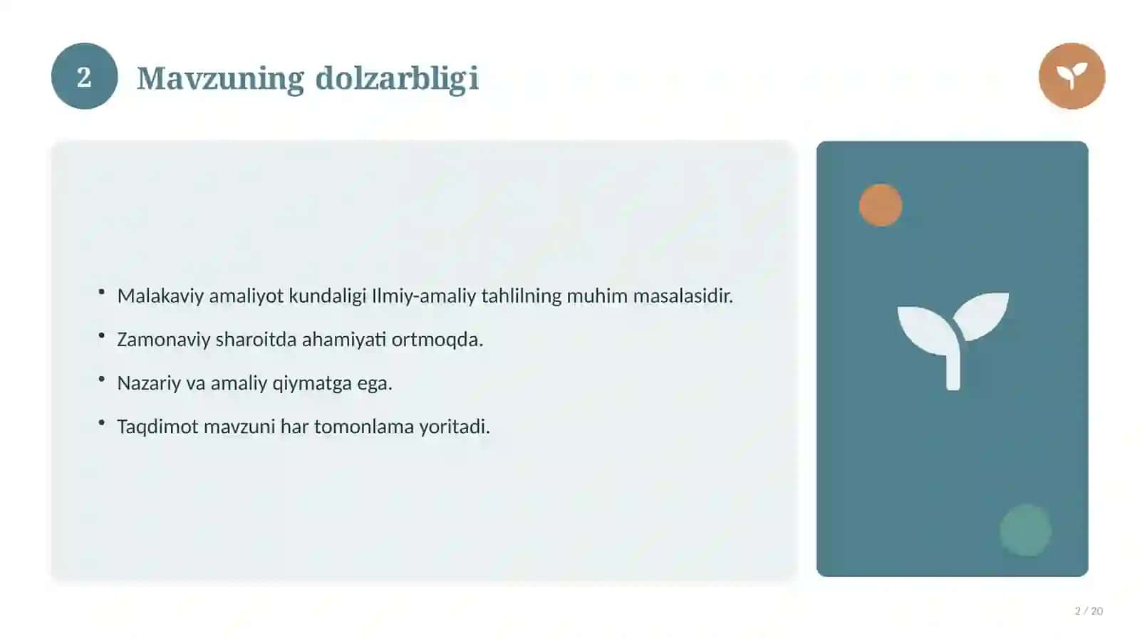Malakaviy amaliyot kundaligi 2