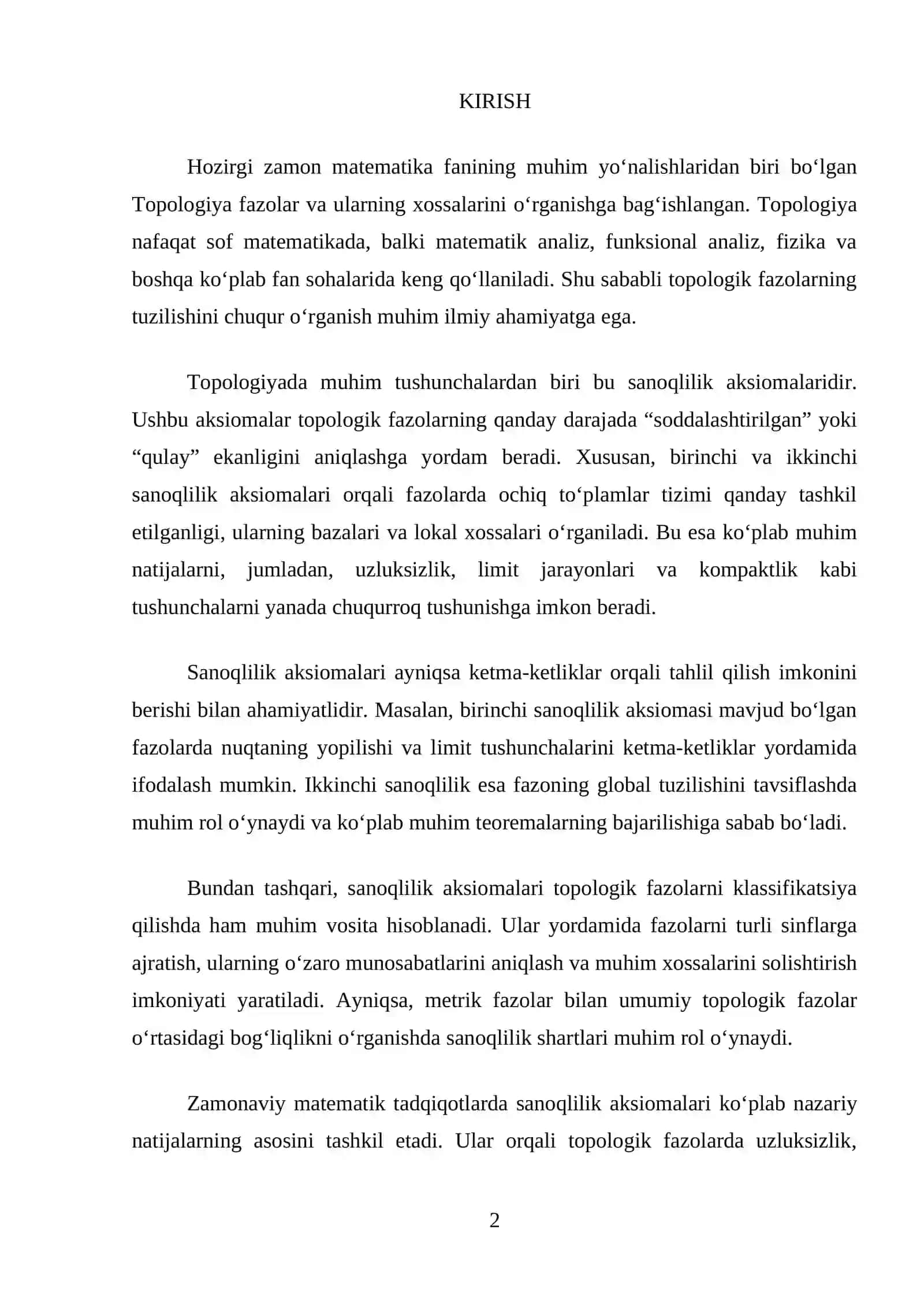 Sanoqlilik aksiomalari.Birinchi sanqolilik aksiomasi . Ikkinchi sanoqlilik aksiomasi 2