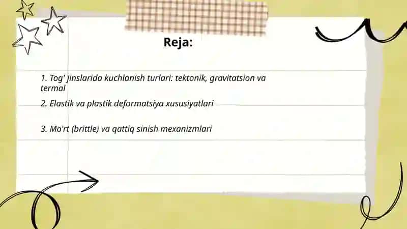 Tog' jinslarida kuchlanish va defarmatsiya 2
