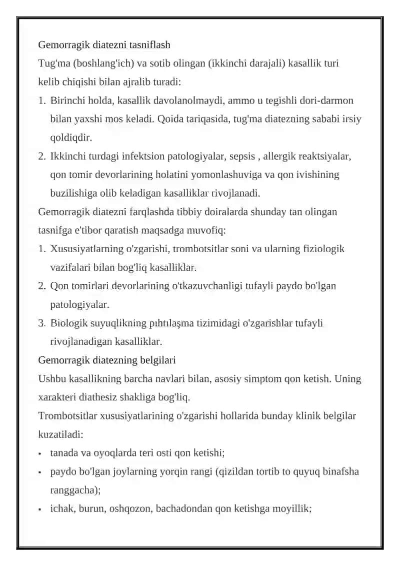 Gemorragik diatez. Trombotsitopeniyalar 2