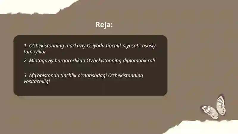 Oʻzbekistonning markaziy Osiyoda tinchlik 2
