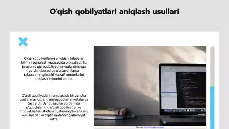 O'qish qobilyatlarini aniqlash va baholash usullari 2