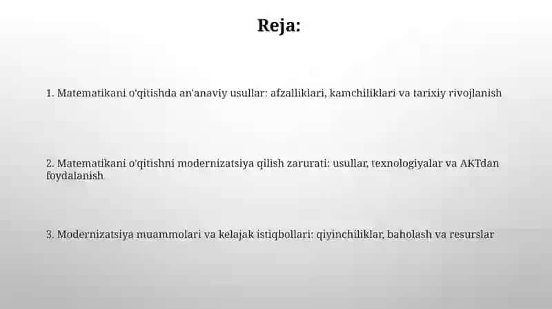 Matematikani o'qitishda an'anaviy metodlar 2