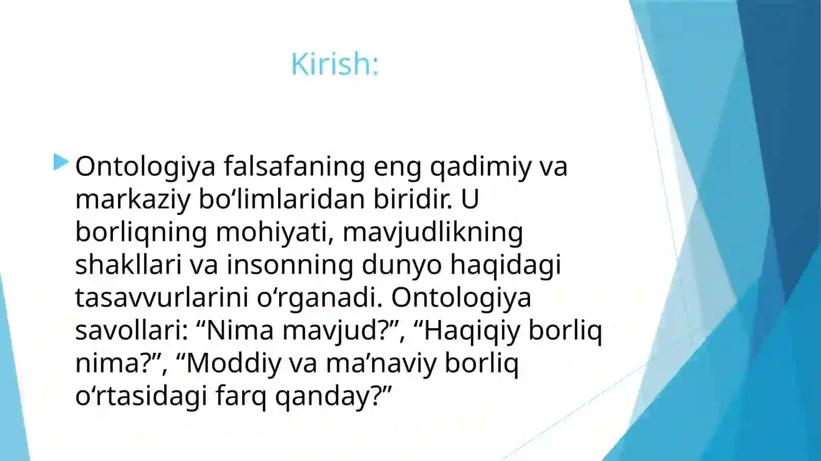 Borliq falsafasi (ontologiya) 2