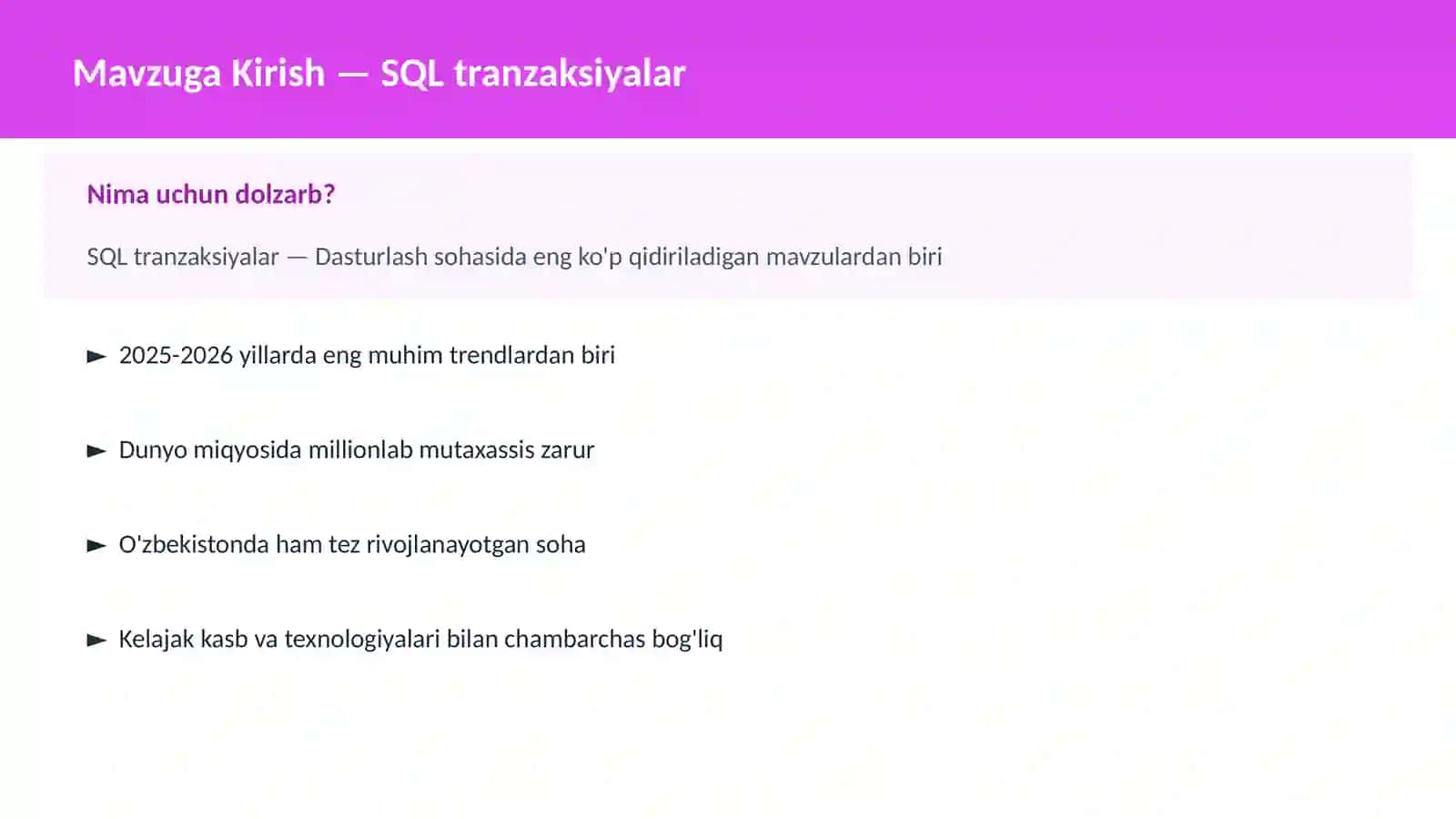SQL tranzaksiyalar 2