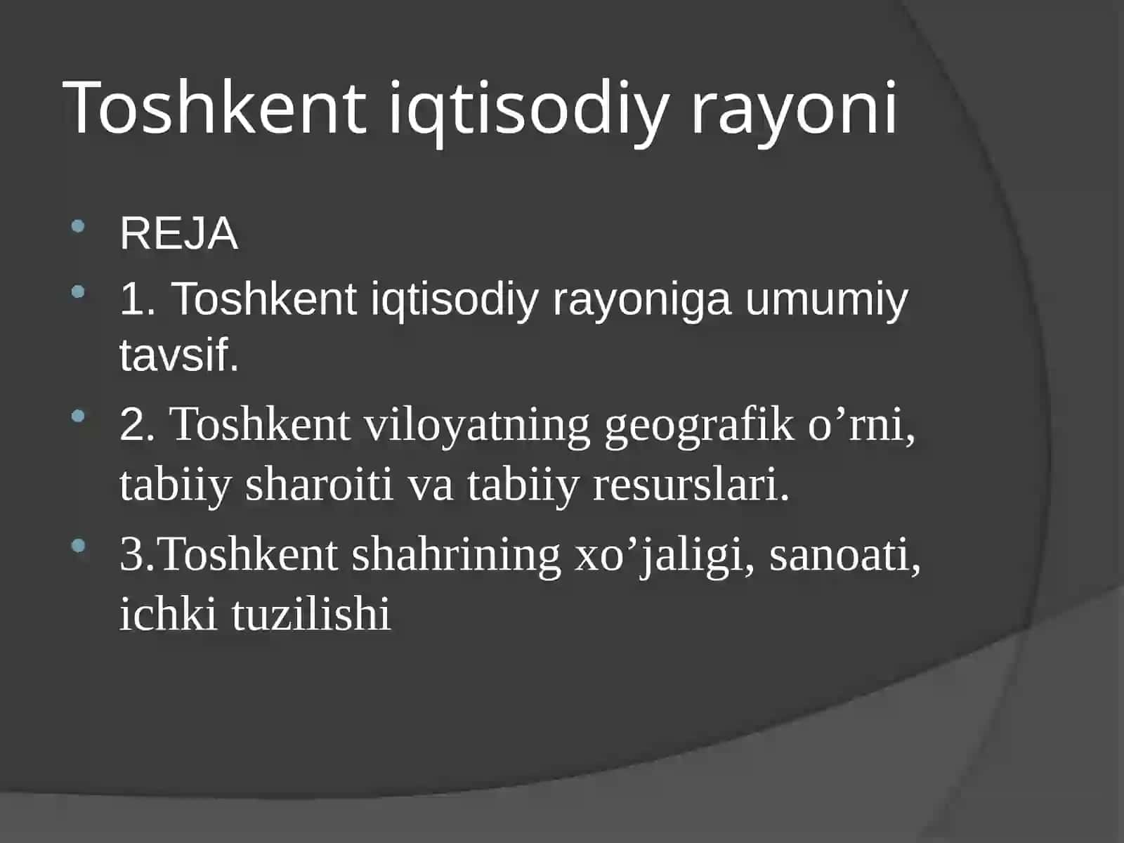 TOSHKENT IQTISODIY RAYONI 2