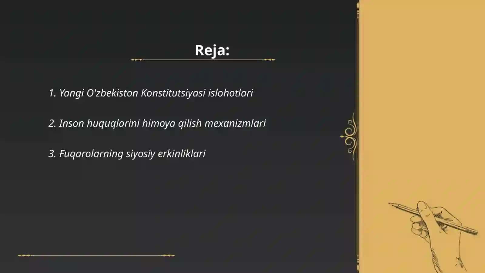 Yangi O'zbekistonda inson haq-huquqlari va erkinliklari kafolatining yaratilishi 2