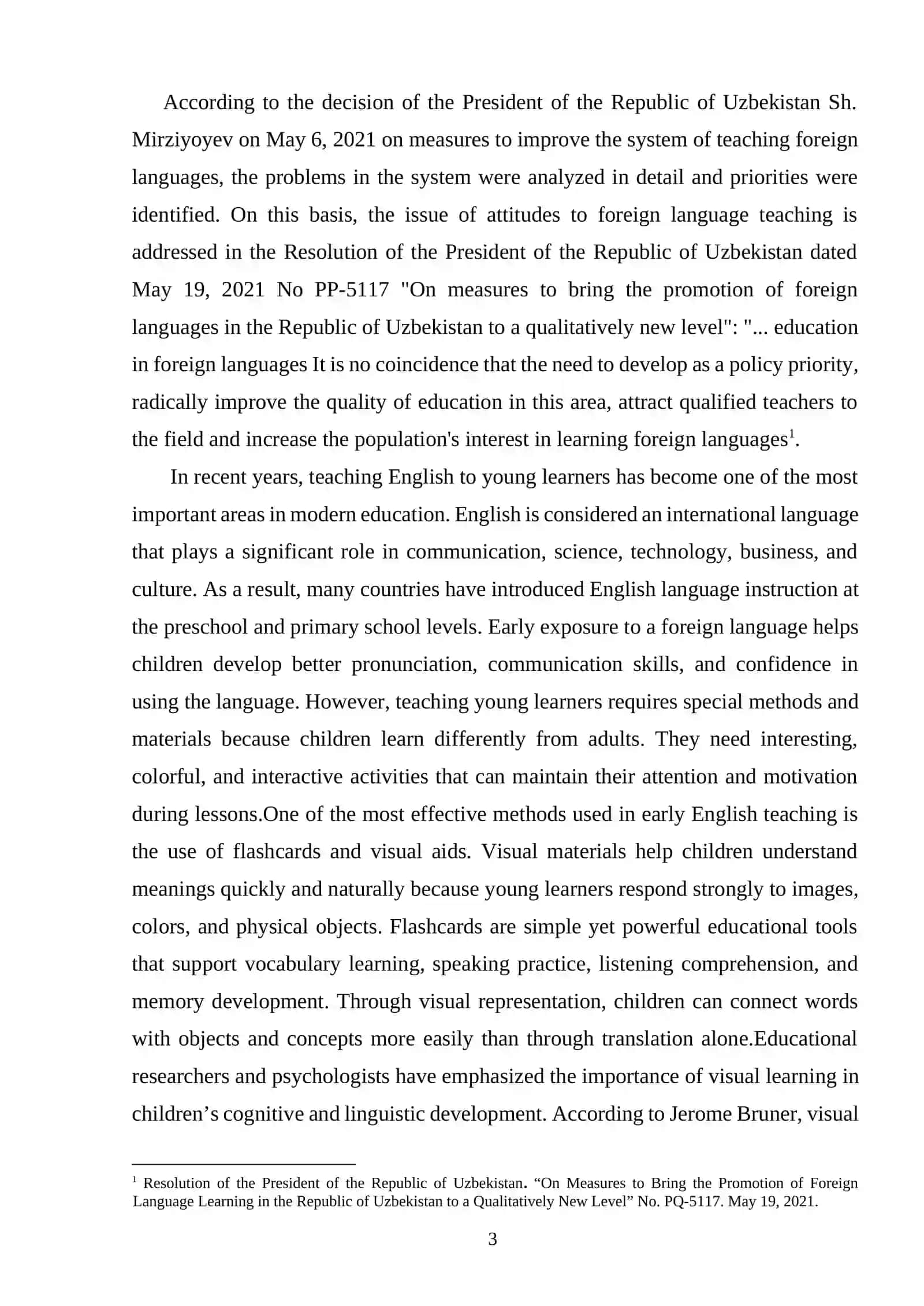 The use of flashcars and visual aids in early english teaching 2