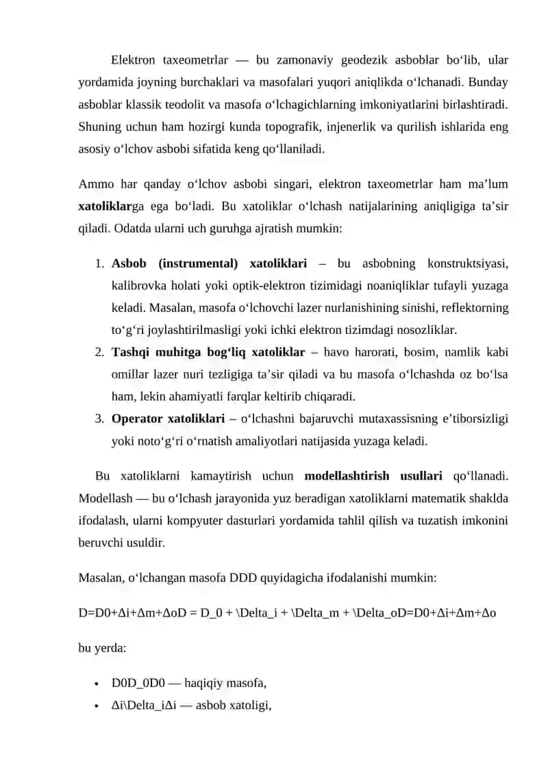 Elektron Taxeometrlar Bilan Bog'liq Masalalar 2