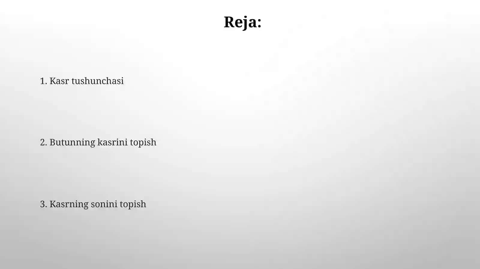 Butunning kasrini topish 2