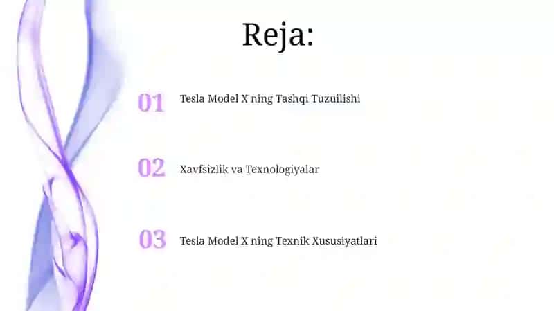 Tesla Model X avtomobilining tuzilishi va texnik xususiyatlari 2