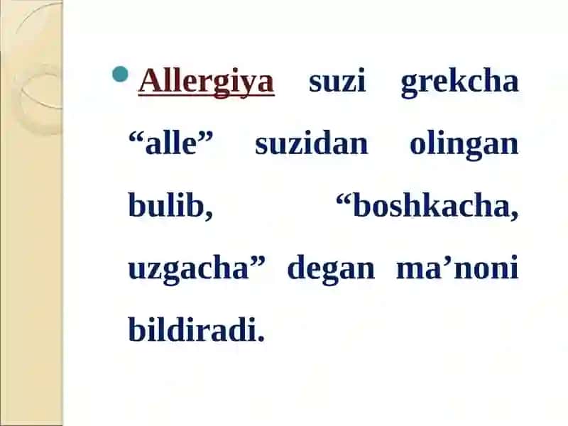 Allergiyaga qarshi dori vositalar. 2