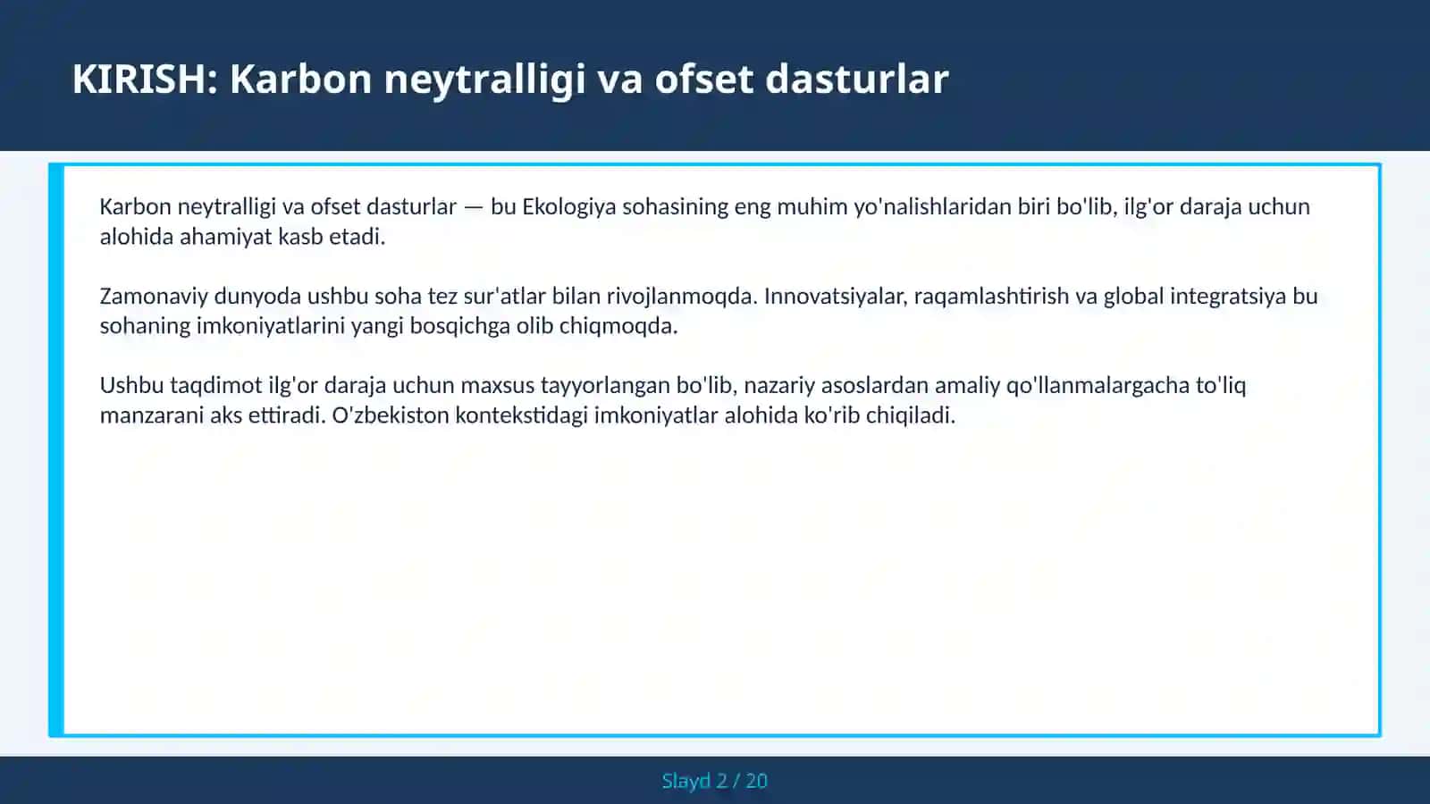 Karbon neytralligi va ofset dasturlar 2