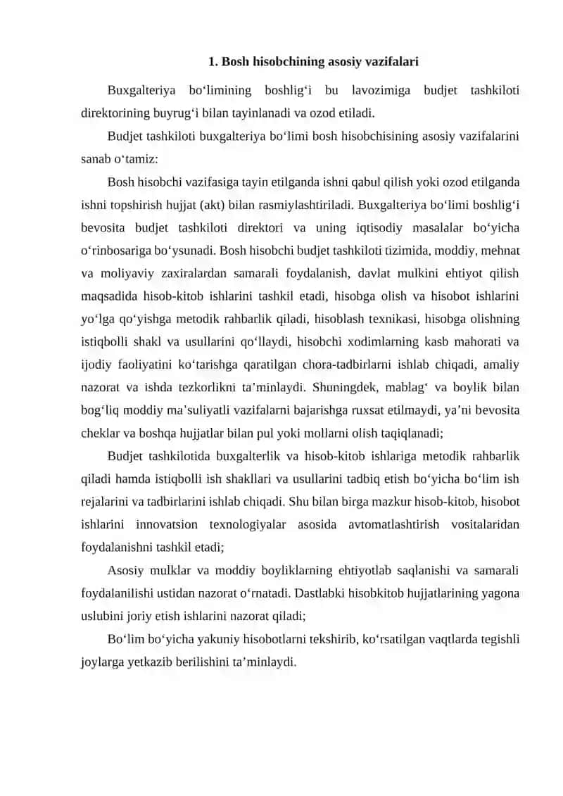 Bosh hisobchining huquq va majburiyatlari 2