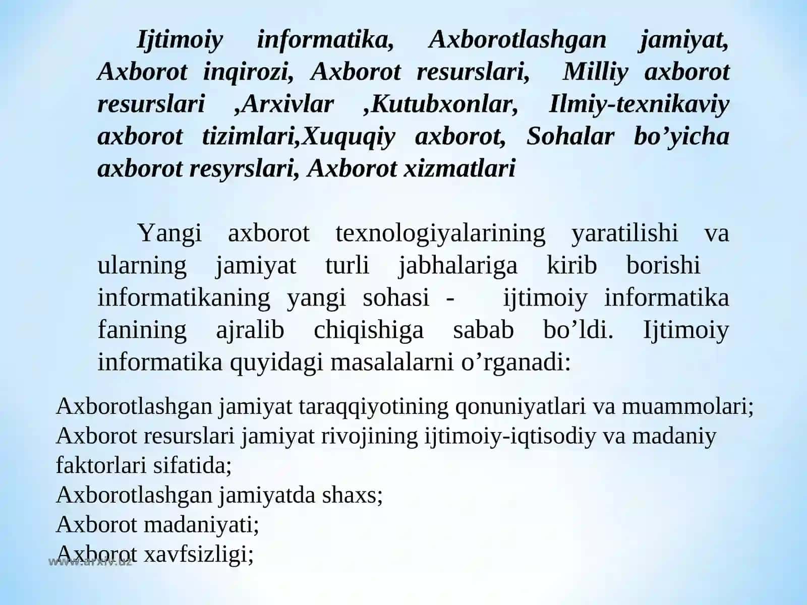 AXBOROTLASHGAN JAMIYAT VA UNING ISTIQBOLLARI. 2