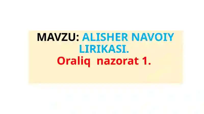 ALISHER NAWOIY LIRIKASI 2