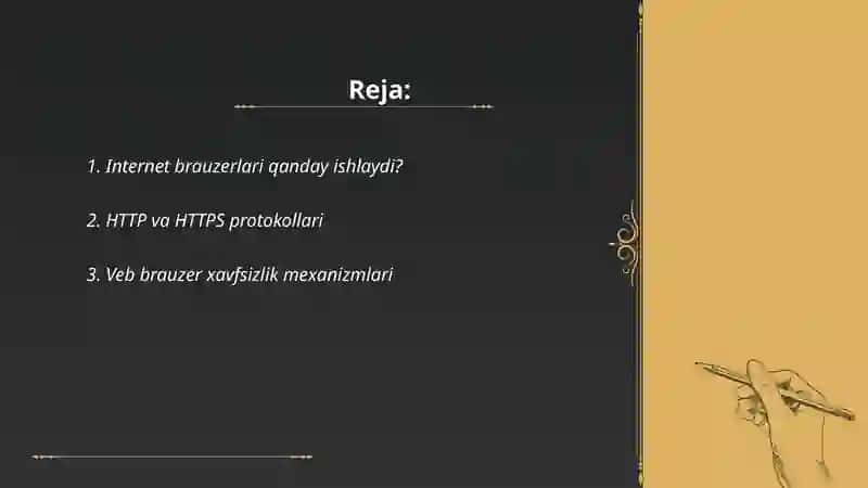 Internet brauzerlar ishlash printspi xavfsizlik masalalari 2
