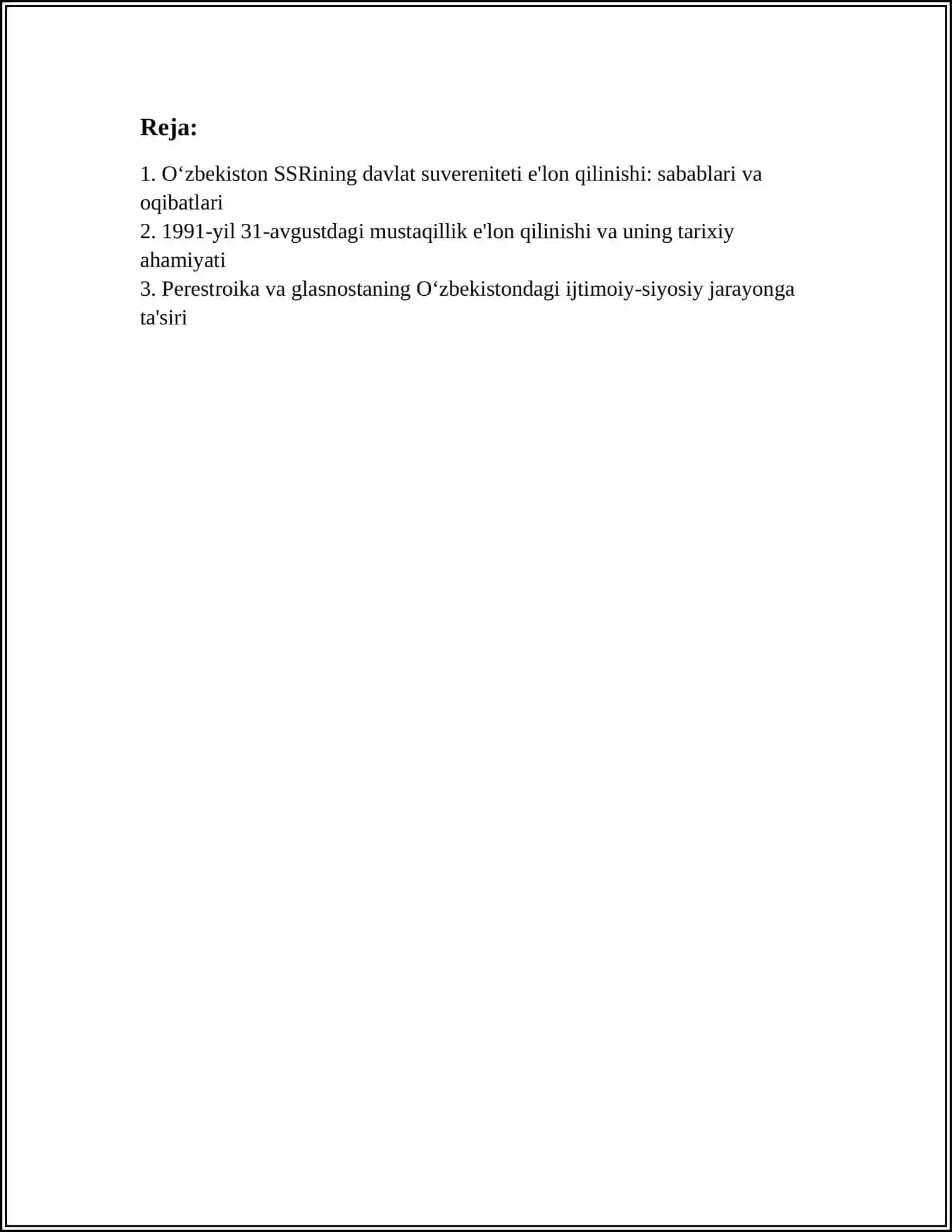 Oʻzbekiston Mustaqillikka Erishish Arafasida 2