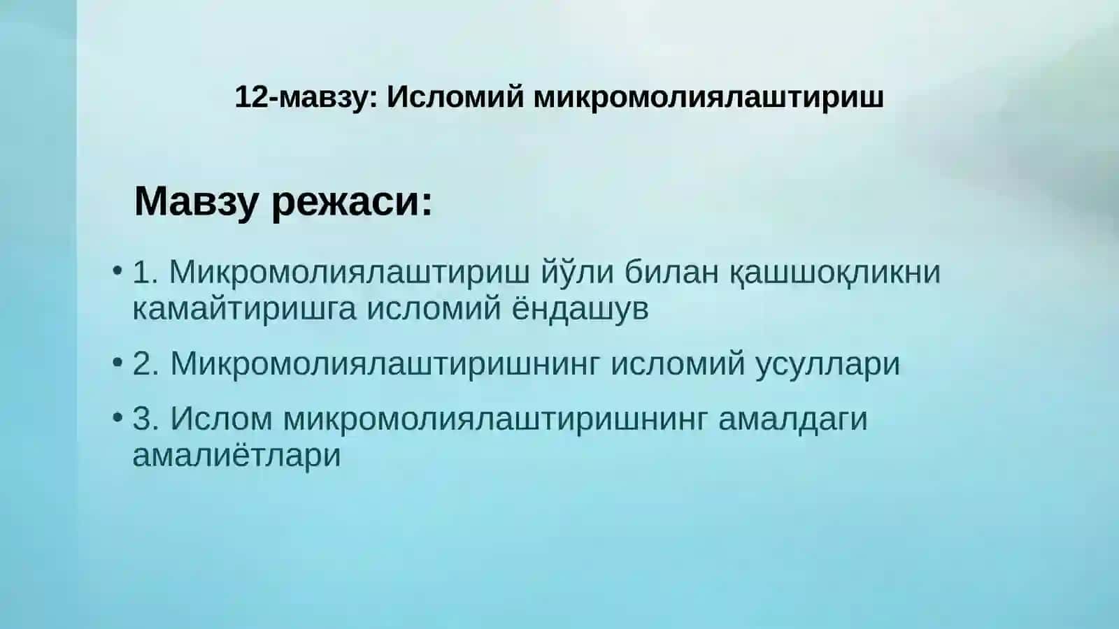 Исломий микромолиялаштириш 2