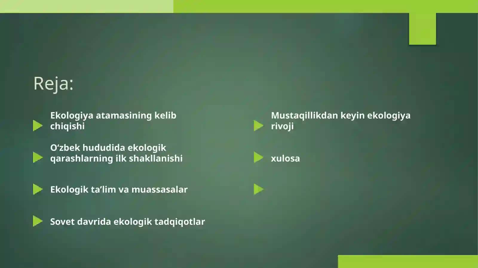 Ekologiya fanini rivozhlantirish tarixi 2