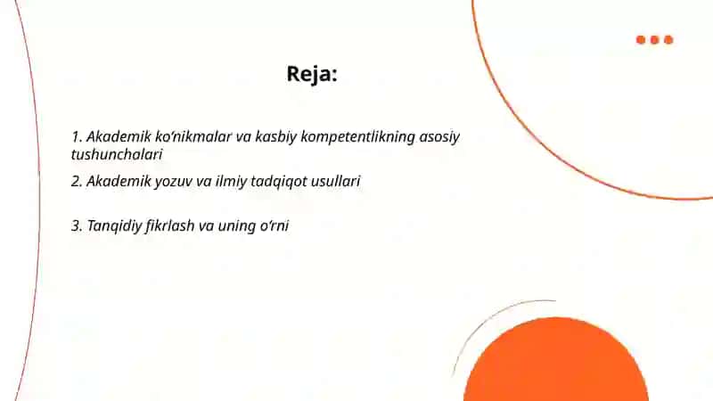 Akademik ko‘nikmalar va kasbiy kompetentlik 2