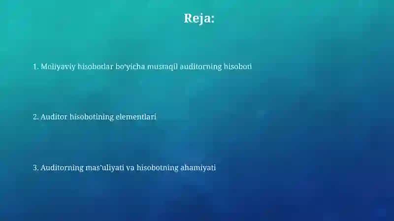 Moliyaviy hisobot bo'yicha auditorlik xulosasi 2