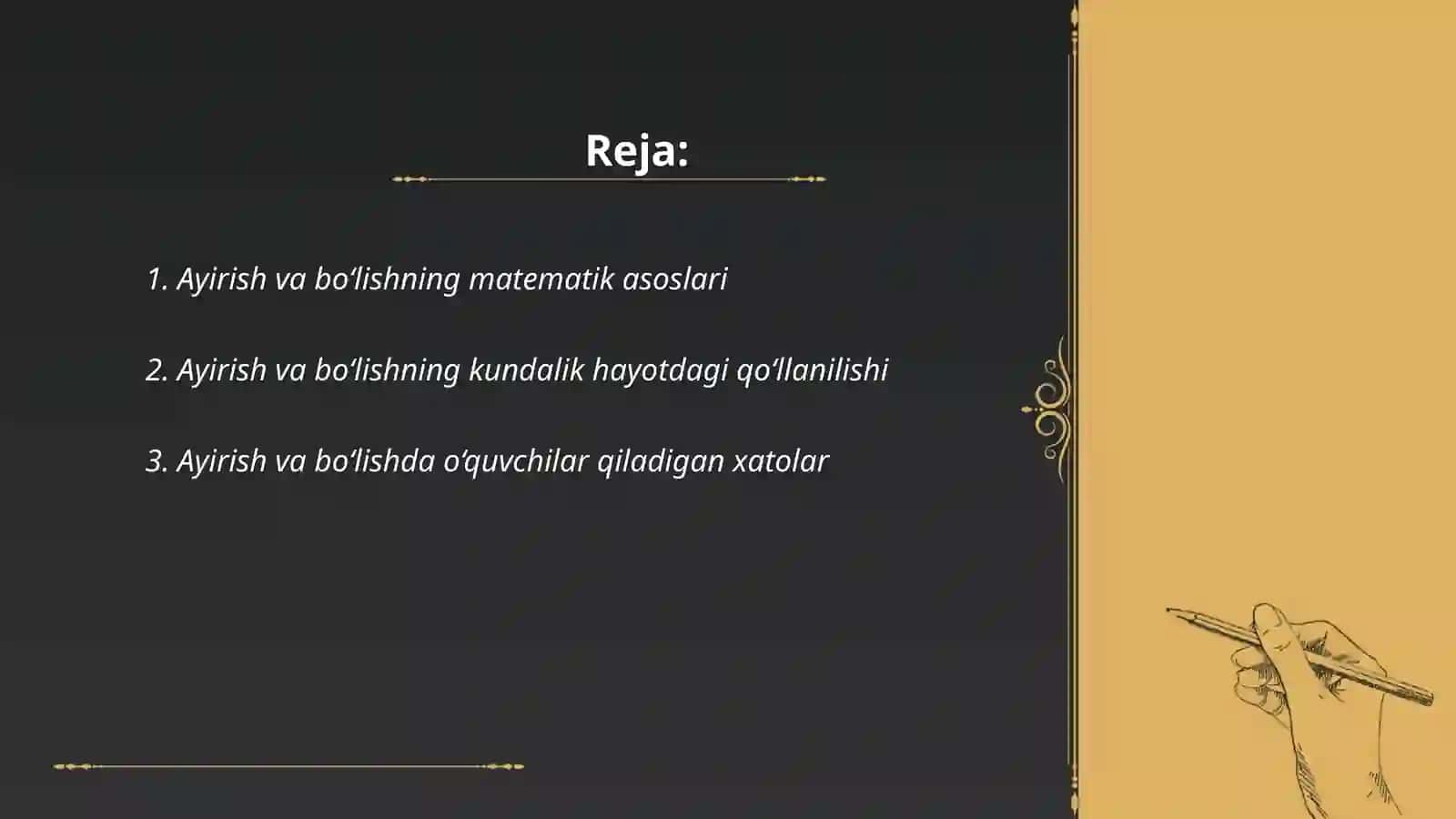Ayirish va boʻlishning tarifi 2