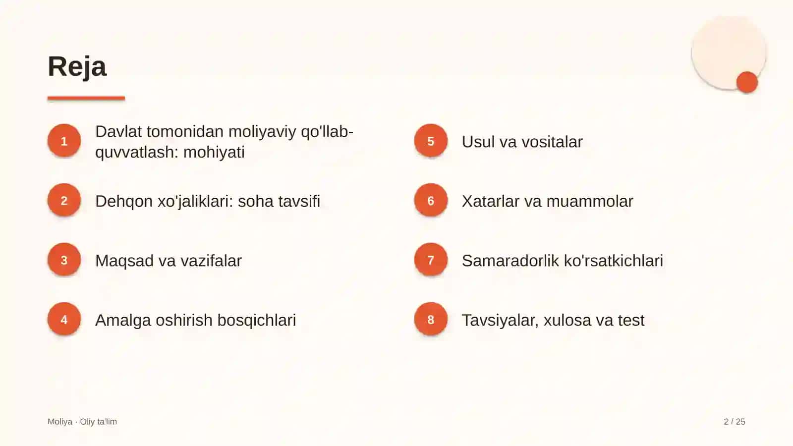 Moliya · Oliy Ta'lim 2