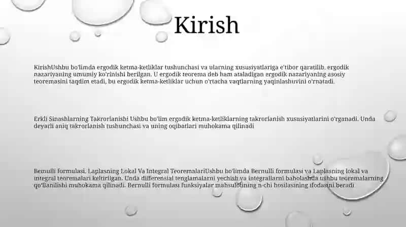 Erkli Sinashlarning Takrorlanishi 2