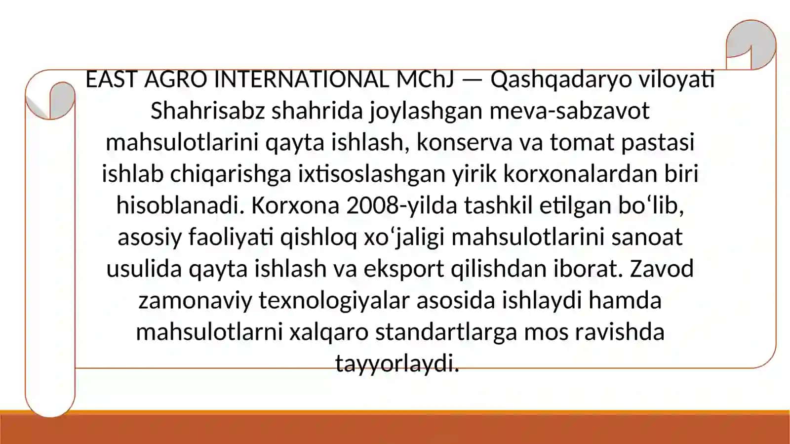 East Agro International MChJ konserva zavod 2