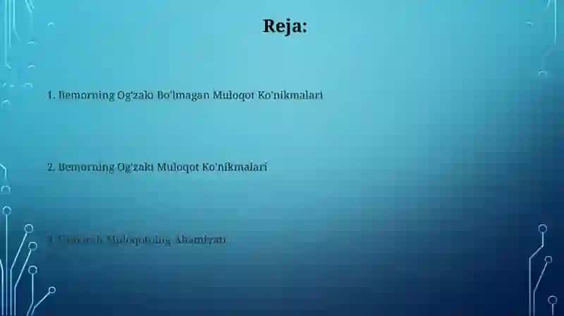 Bemorning Og'zaki Bo'lmagan Muloqot Ko'nikmalari 2