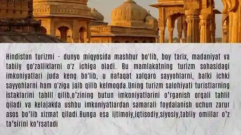 Hindistonning TURIZM SALOHIYATI 2